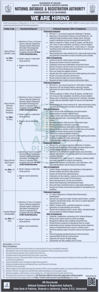 Latest NADRA Jobs November 2025