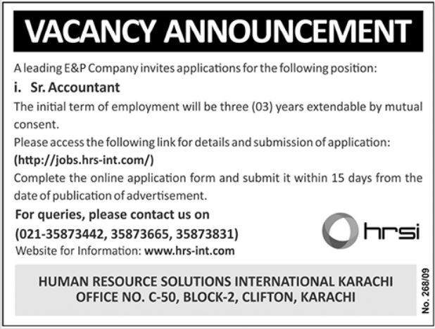 Latest Govt HRSI job in Pakistan Apply Online