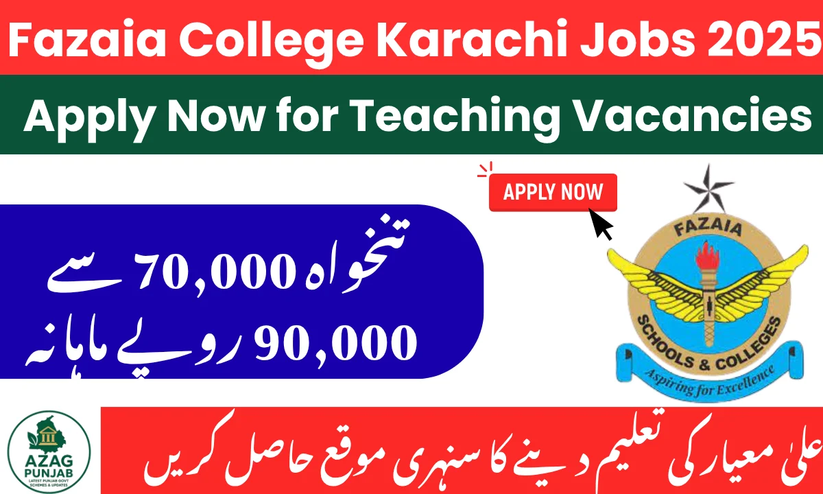 Latest Fazaia College PAF Base Masroor Jobs 2025 Government Teaching Jobs in Karachi